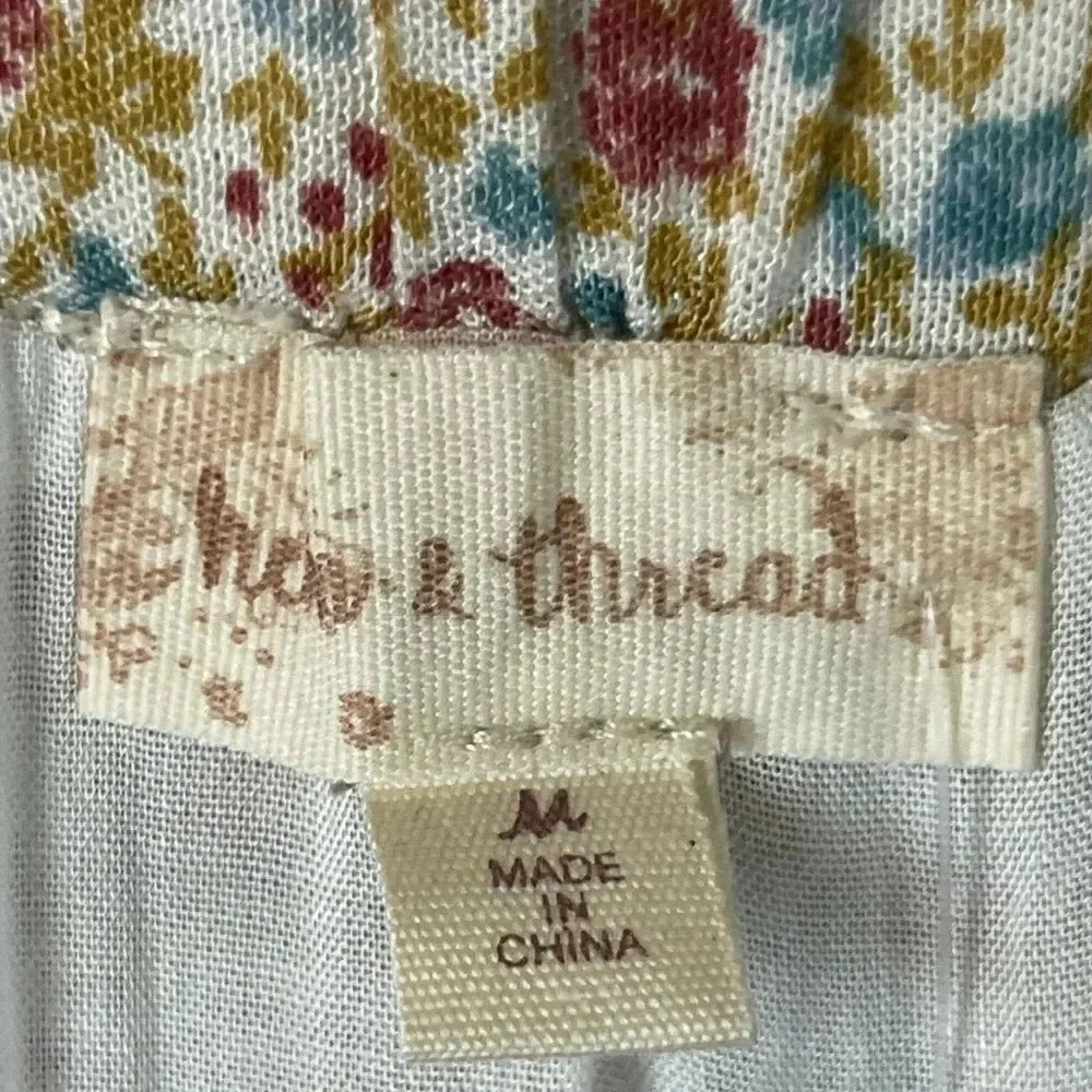 NWT Hem & Thread Women's Medium Tiered Floral Skirt Mustard 100% Rayon Lined NEW - Picture 2 of 8